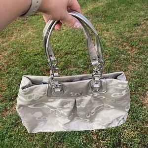 Grey & Silver Coach purse with butterflies